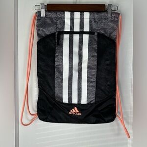 Adidas Black and Gray Backpack with Coral Accents